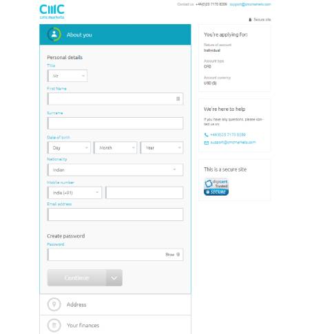 CMC Markets account details