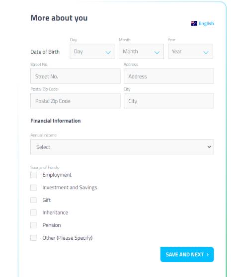 FP Markets registration form