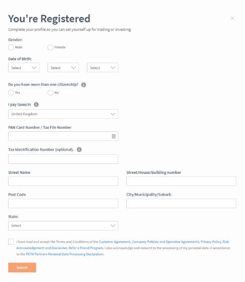 FXTM broker complete registration