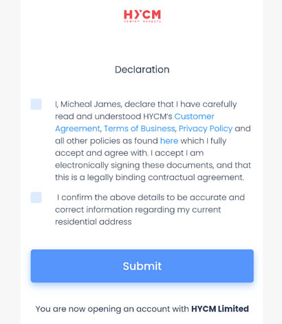 HYCM forex broker complete registration