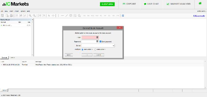 Connect to an Account at IC Markets