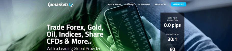 FP Markets forex broker homepage
