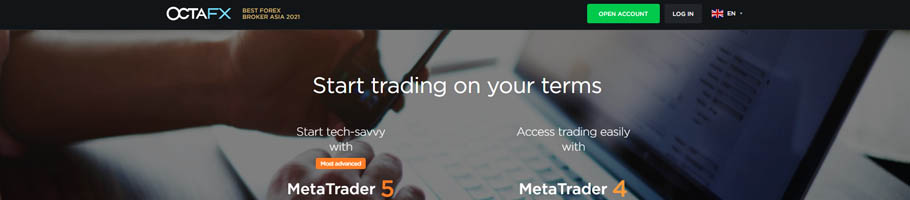 OctaFX forex broker homepage