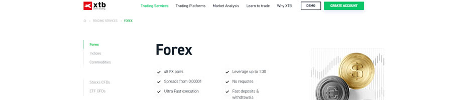 XTB forex broker homepage