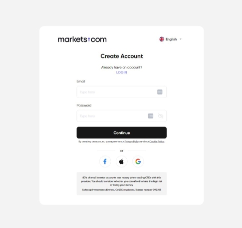 How to open an account at Markets.com