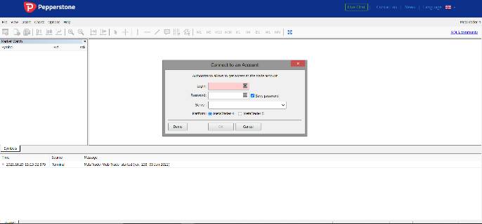Available MetaTrader platform at Pepperstone