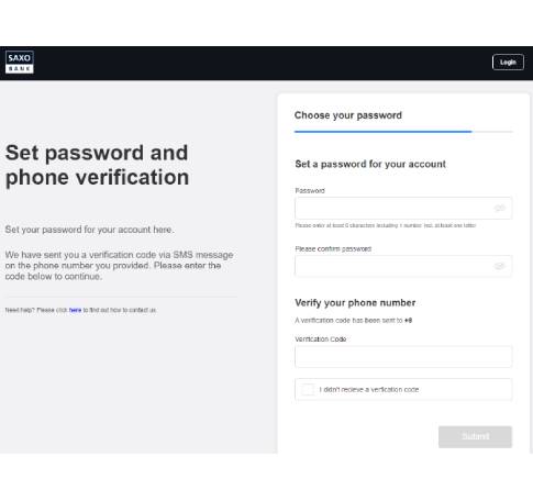 Verify your account at Saxo Bank