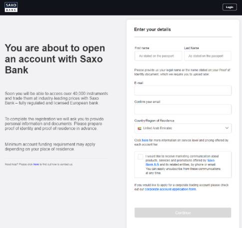 How to open an account at Saxo Bank